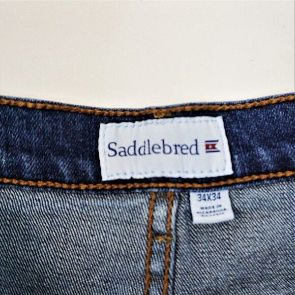 Saddlebred Denim Jeans Blue Relaxed Fit Straight Leg Stretch Mens Size 34x34 - Picture 6 of 9